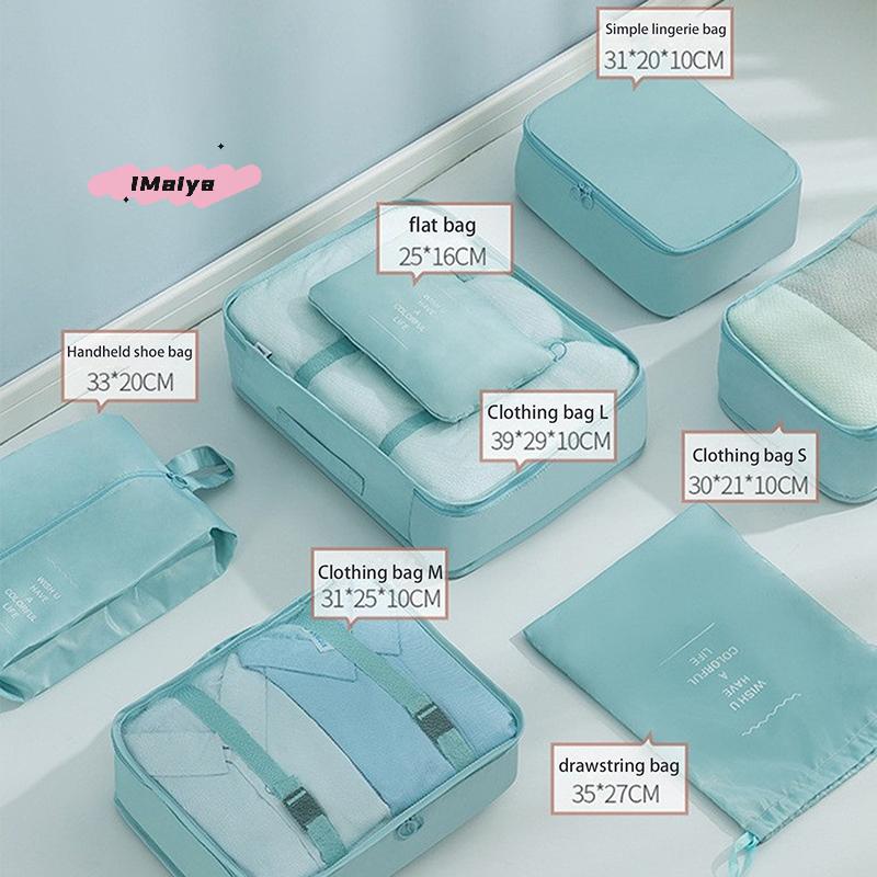 7Pcs/Set Folding Packing Cubes Set Digital Toiletries Organizer Travel Storage Bags for Clothes Shoes Suitcase Organization