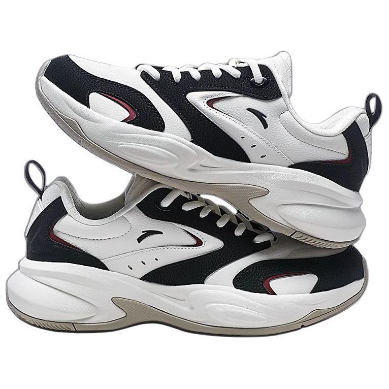 Anta Ace Comfortable Breathable Non-Slip Wear-Resistant Low-Top Dad Shoes Men Sneakers White Red 912438812-2