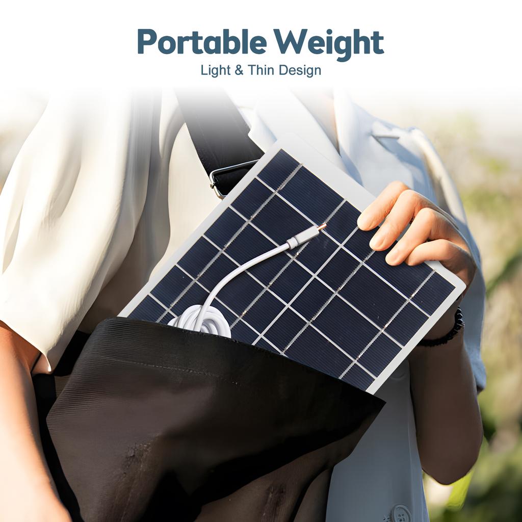 8 Watt Solar Panel - IPX6 Waterproof 5 Volt Mono line Solar Panel 19% High Efficiency Type-C Fast Charging Portable Solar Panel for Smart Phone