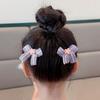 Cute Flower Hair Clip For Girls Pink Flower Bow Fringe Hair Comb Exquisite Children's Hair Fixed Hair Clip Hair Accessories