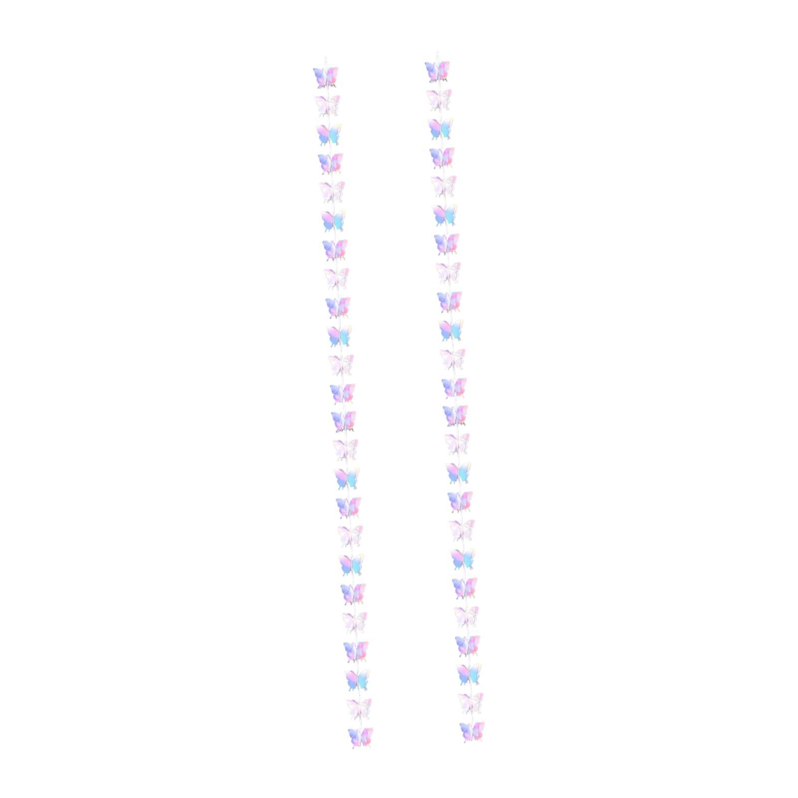 

2x 3D Paper Butterfly Garlands Showcase Decoration Party Streamers Backdrop 98.43inch Long Each for Wall Hallway Dorm Ceiling