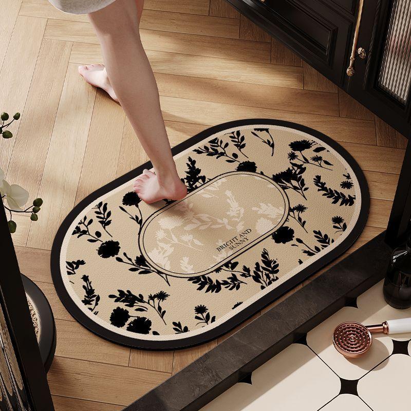 Vintage Bathroom Mat Luxury High-End Diatomaceous Earth Water-Absorbent Non-Slip Bathroom Shower Room Door Quick-Dry Foot Mat