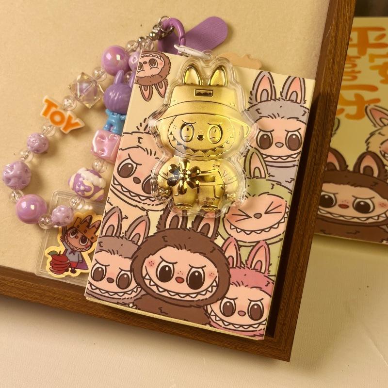Mobile Phone Chain Cartoon Labubu Bead Chain Keychain Bag Pendant Gift for Girlfriend