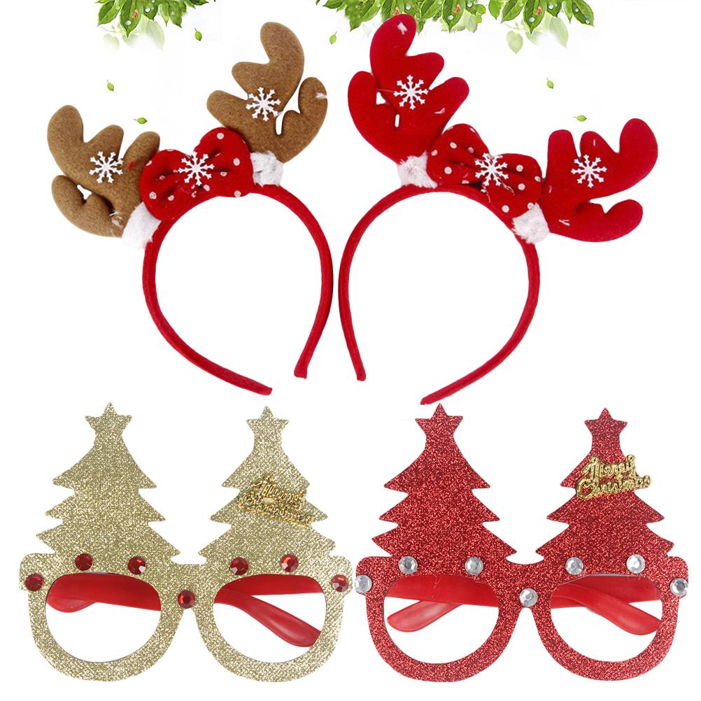 Buy 4pcs Christmas Headbands and Eyeglasses Headdress Hair Hoops Hair