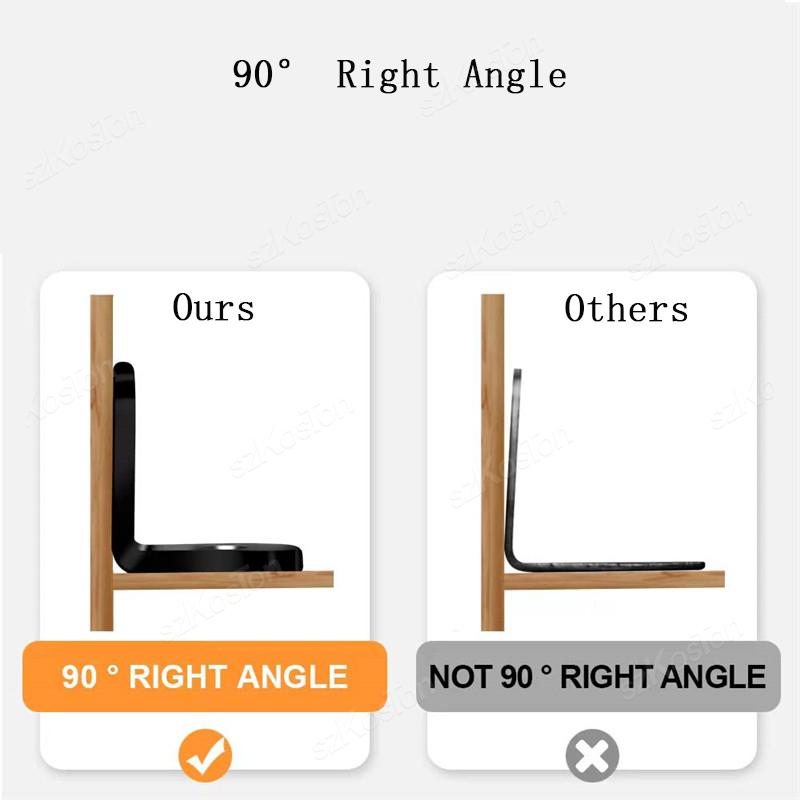 11~11PCS Black Stainless Steel L Shaped Bracket 91 Degree Right Angle Corner Brackets with Screw for DIY Wood Furniture Cabinet