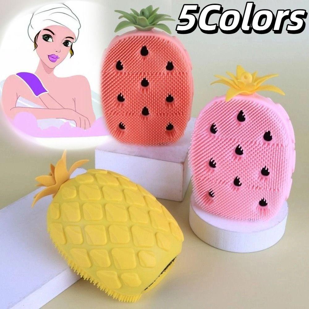 Non-Slip Silicone Shampoo Brush Soft Hair Shower Massage Brushes Fruit Shape Shower Brush Cleaning