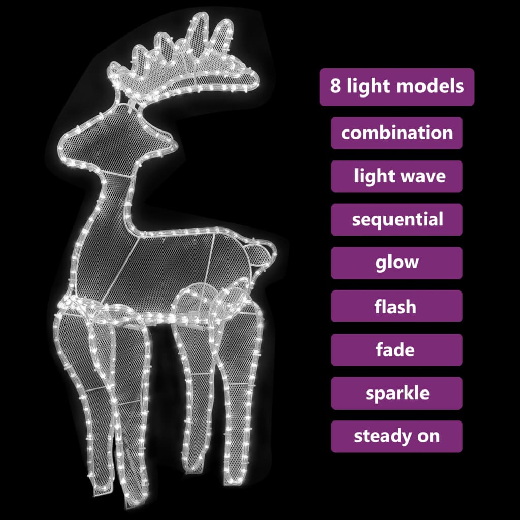 Reindeer Christmas Decoration with Mesh 306 LEDs 60 x 24 x 89 cm
