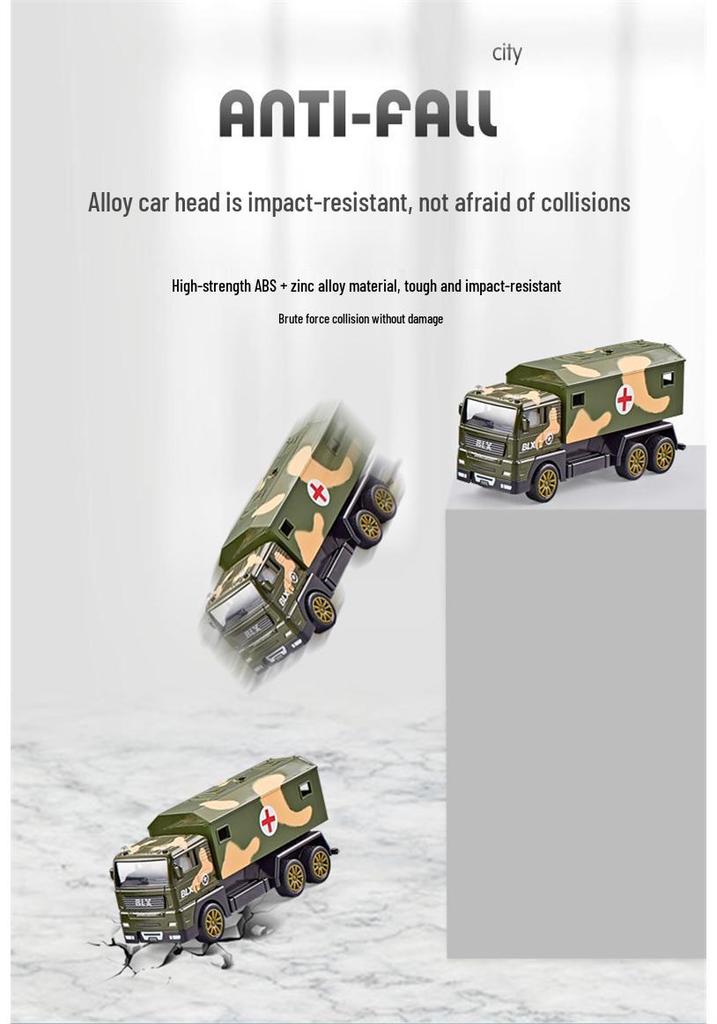 Kids' Pull-Back Vehicle Set: Alloy Cars, Military Tanks, Fire Trucks, and Engineering Vehicles
