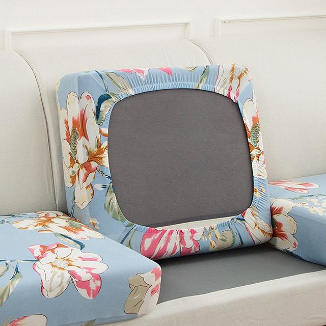 Printed Elastic Sofa Seat Cushion Cover For Living Room Furniture Protector L-shaped Armchair Stretch Seat Cushion Slipcover