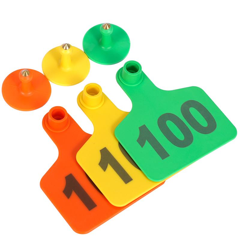 100Pack Livestock Cow Cattle TPU Ear Tag Signs No 001-500, Ear Tags Typing Copper Head Earrings Animal Identification Card