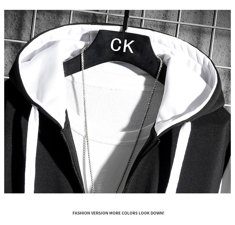 Herren Trendy Frühling Reißverschluss Hoodie: Leerer lässiger Kapuzenstrickjacke mit Gruppenlogo-Aufdruck