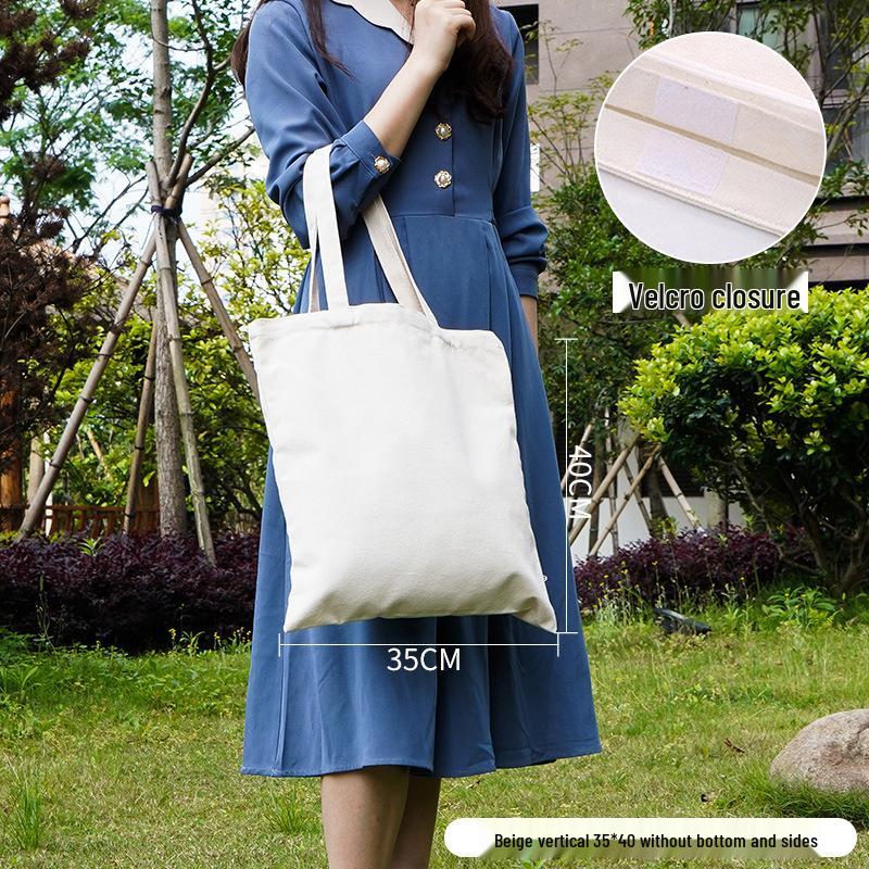 Customizable White Canvas Tote Bag with High-End Feel