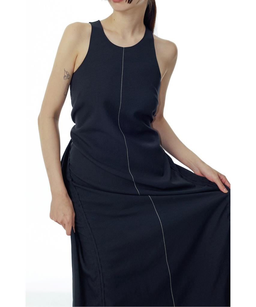 RECODE Back Panel Drawstring Dress_Rqdam23531Bkx