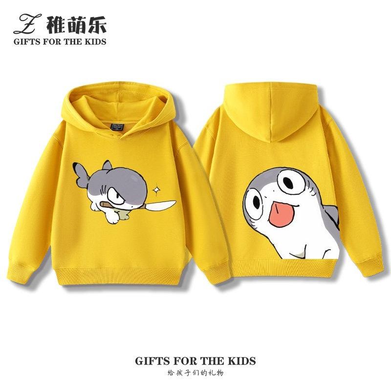 Sudadera con capucha infantil con estampado de dibujos animados para otoño e invierno: ropa deportiva versátil para niños y niñas.