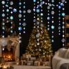4m Paper Snowflake Streamer Romantic Glitter Christmas Hanging Streamer Reusable Elegant Christmas Snowflake String