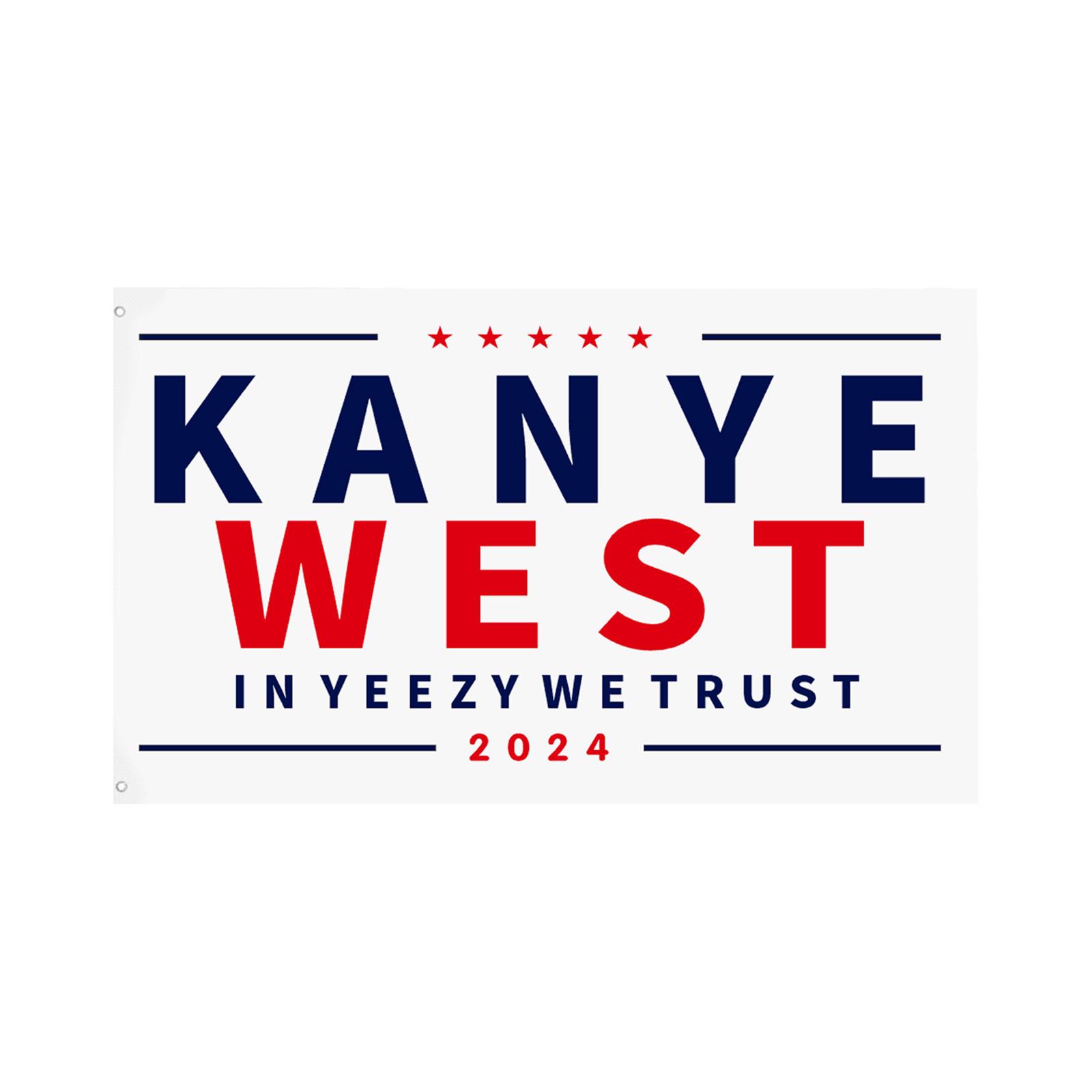 

2024 Флаг Kanye Music West Гобелен с флагом 3x5 футов Баннер для наружного внутреннего украшения One Size белый