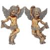 2026 Best!! Golden Resin Wall Hanging Angel Sculpture for Decor 2Pcs Set
