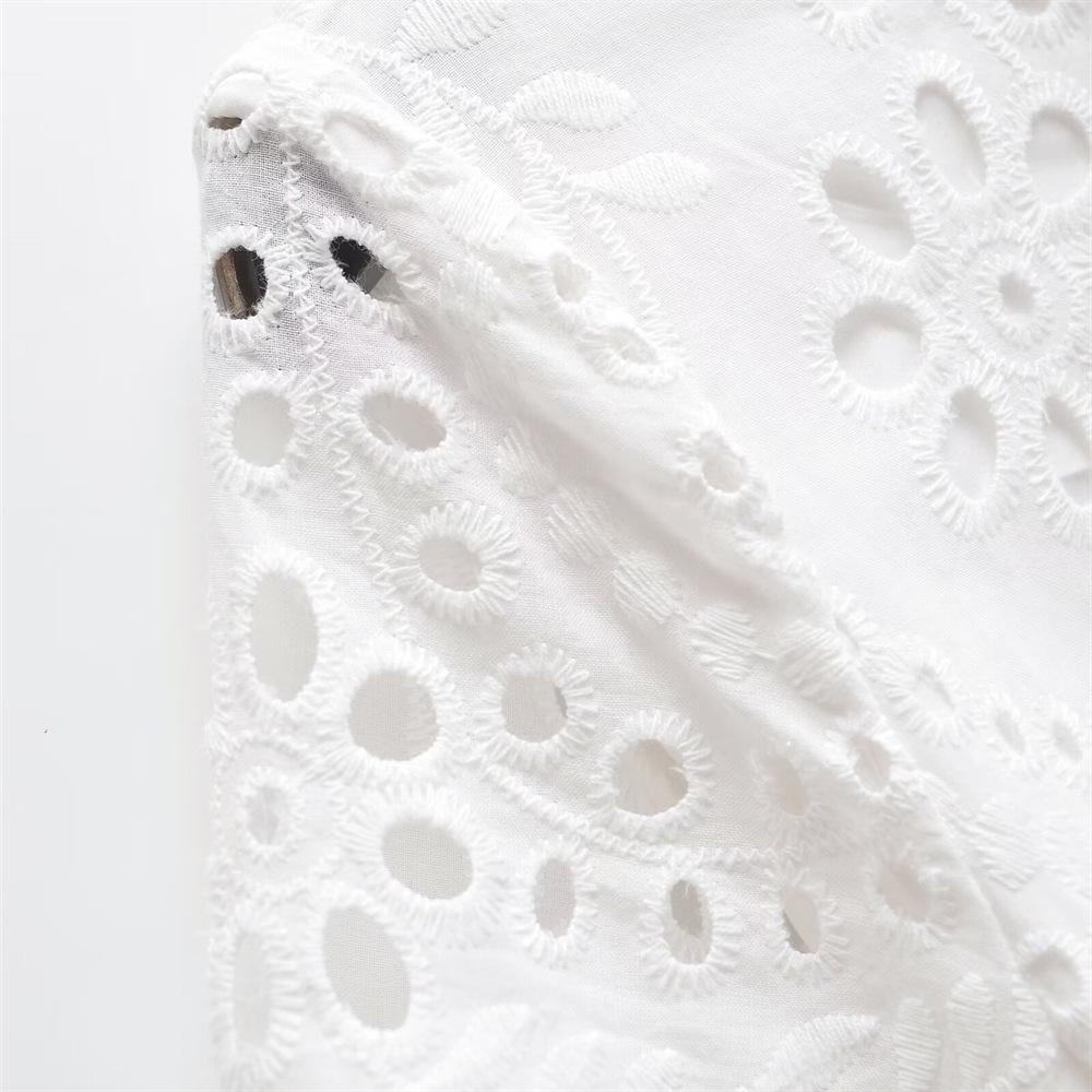 Spring/Summer 2025 Women's Embroidered Shirt Dress with Belt and Turn-Down Collar