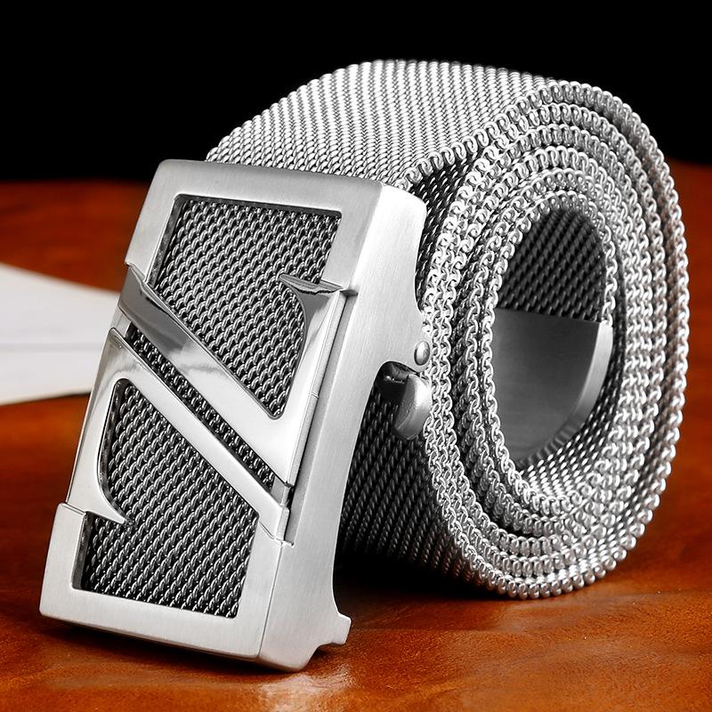 Inside 304 stainless steel belt buckle head Men's belt buckle Outdoor Full metal belt chain Trendy men's leisure