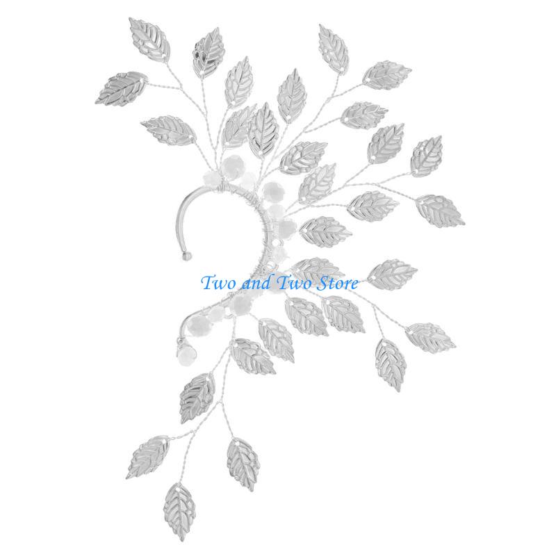 HX6F Delicate Leaf Ear Cuff Earrings Accessory Handmade Ear Clips Adornment for Women