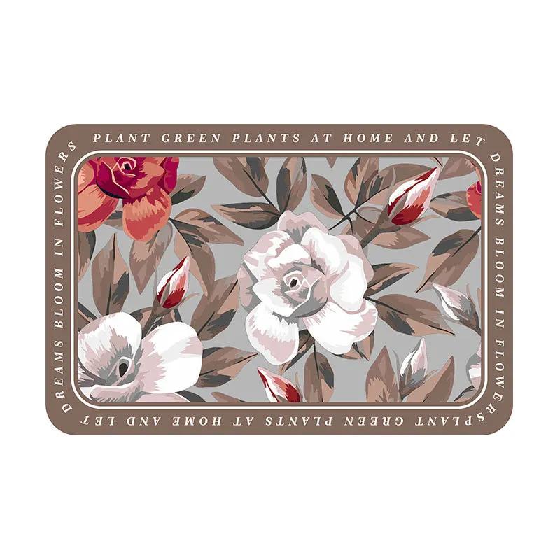 Elegant American Style Floral PU Leather Placemats Heat-Resistant Waterproof Durable Table Mats Dining Room Kitchen