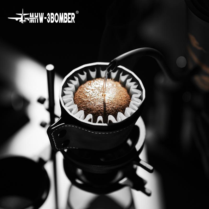 MHW-3BOMBER Meteorite Dripper Aluminum Pour Over Coffee Maker Coffee Dripper For 1-2 Cups Leather Cover Fit Cake Filter Paper