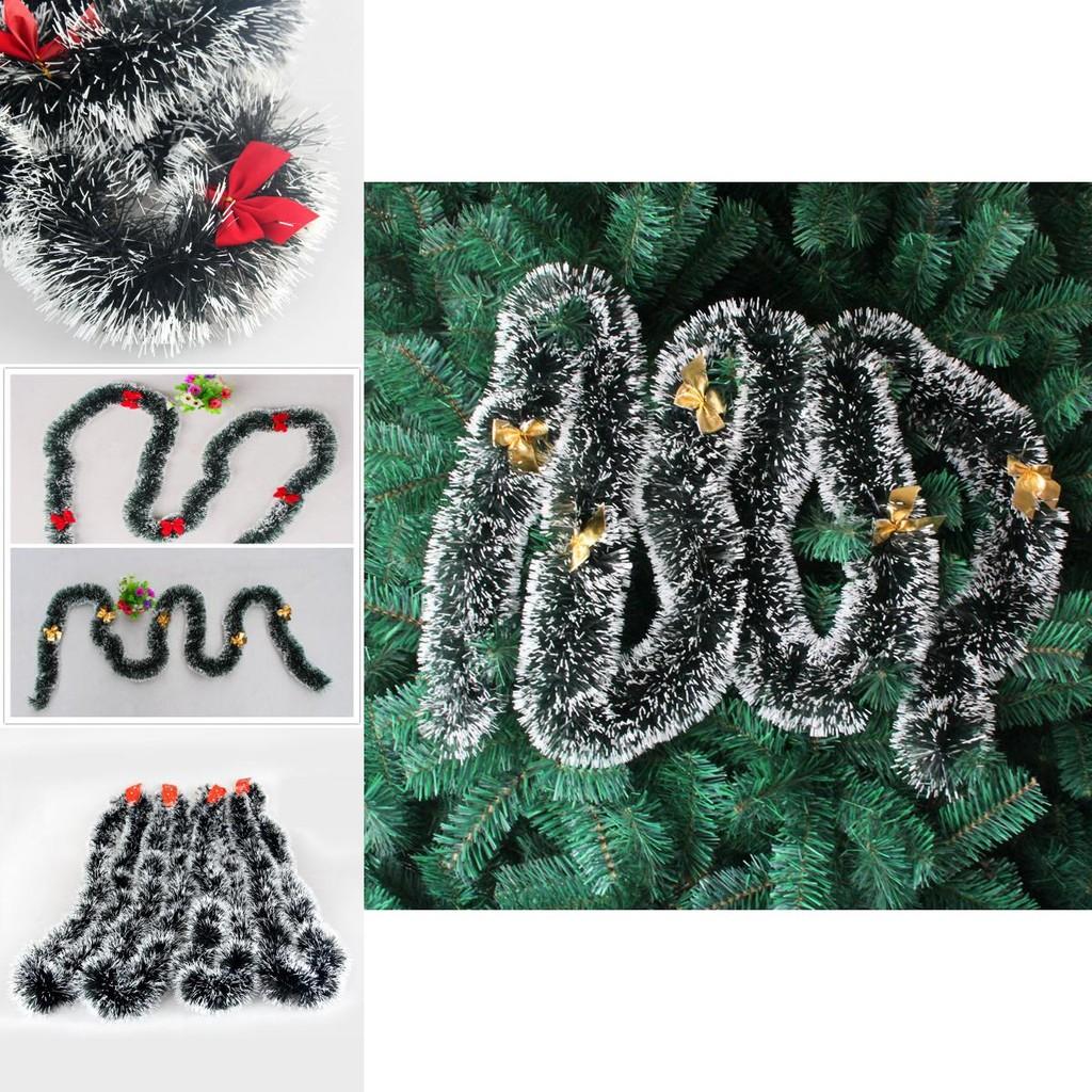 Premium And Green White Christmas Tinsel With Five Stunning Bow Combinations Color