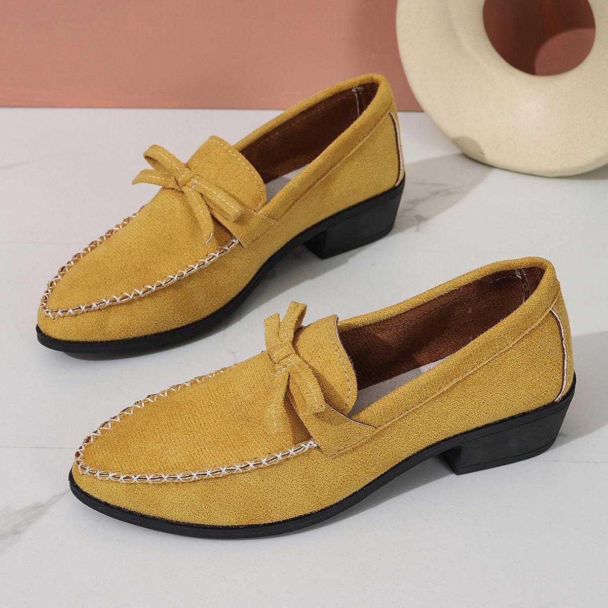 

Doudou shoes women s spring and summer new single shoes European and American foreign trade bow flat-soled single shoes round head large size women s 43 лимонно-жовтий колір