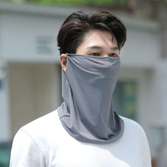Sun Protection Guard Quick-Dry Fabric Ice Silk Face Guard with Breathable Mesh Cooling Fabric Extended Neck Gaiter Anti-UV Face Guard