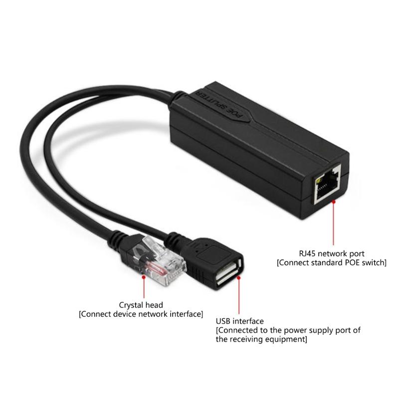 Reliability USB POE Splitter POE Power Supply Converters with USB Interfaces,48V to 5V Stable Output Energy Saving
