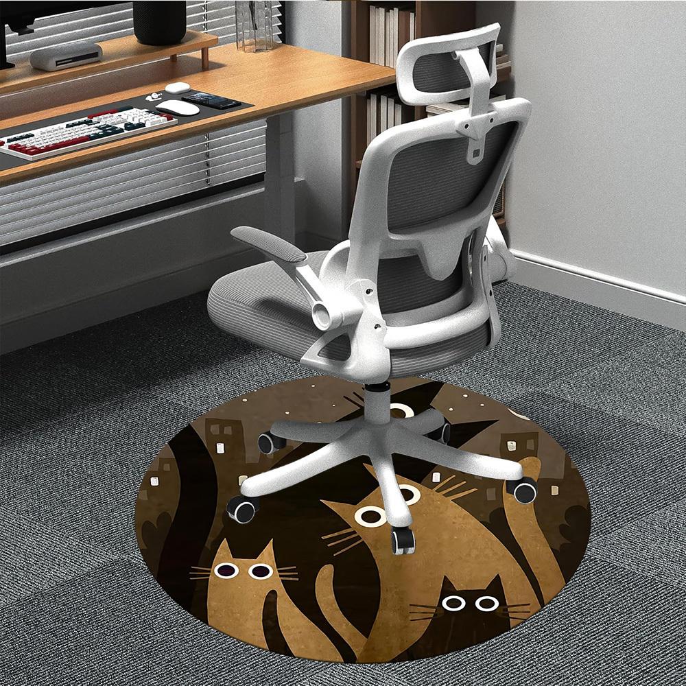 1PCNight Cats Office Round Area Rug,  Mat Suitable For Office, Under Office Chairs Bedroom Living Room Home Decor, Room Deco