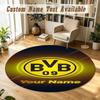 Round Rug Custom NameBorussia Dortmund Pattern Non Slip Carpet Home Floor Decor