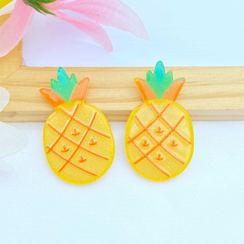 10Pcs New Cute Acrylic Fruit Beverage Series Flat Back Cabochon Scrapbooking Hair Bow Center Embellishments DIY Accessories
