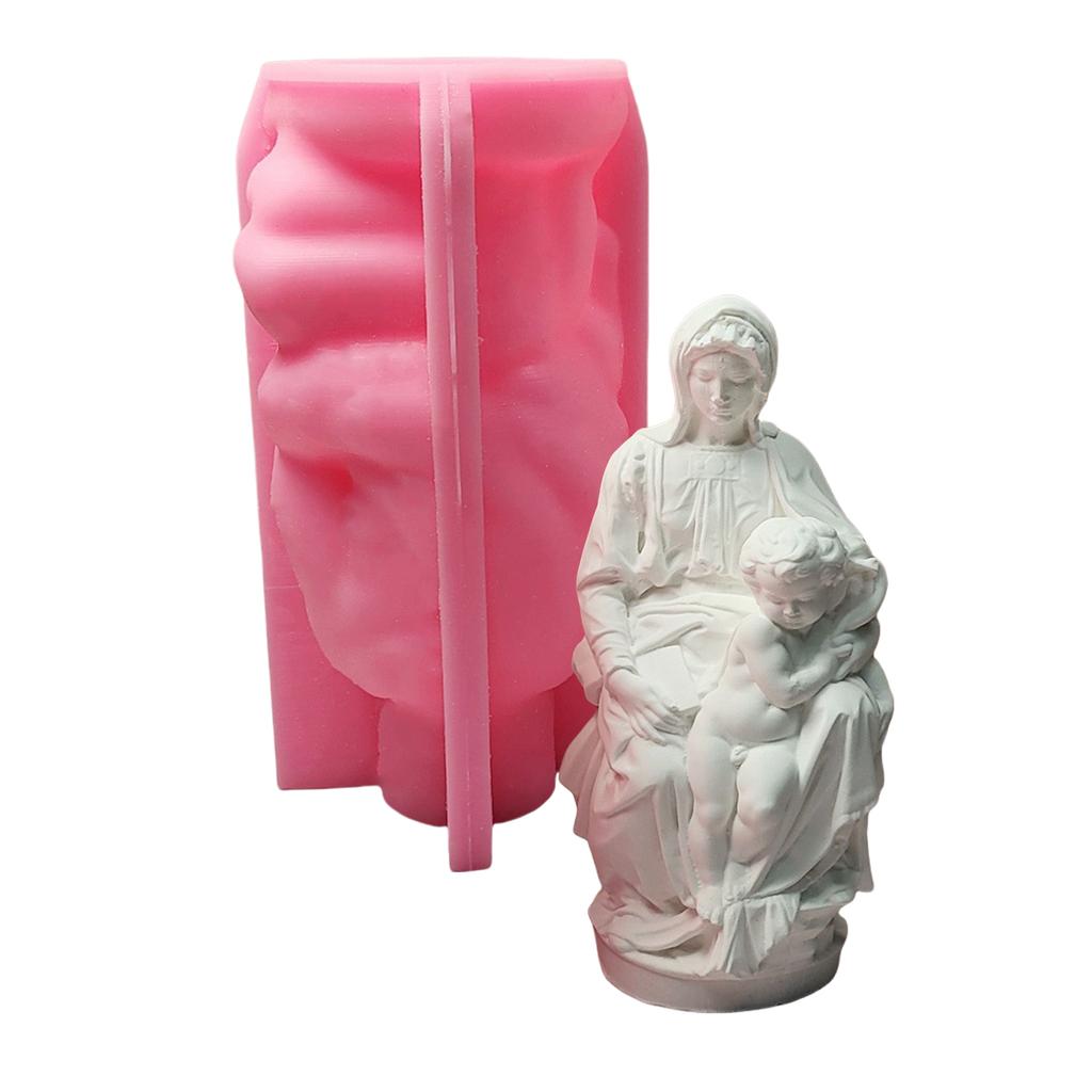 Mother and Child Sculpture Silicone Mold Religious Figurine Mould Plaster Casting Mold for Gift Shops and Hobbyists
