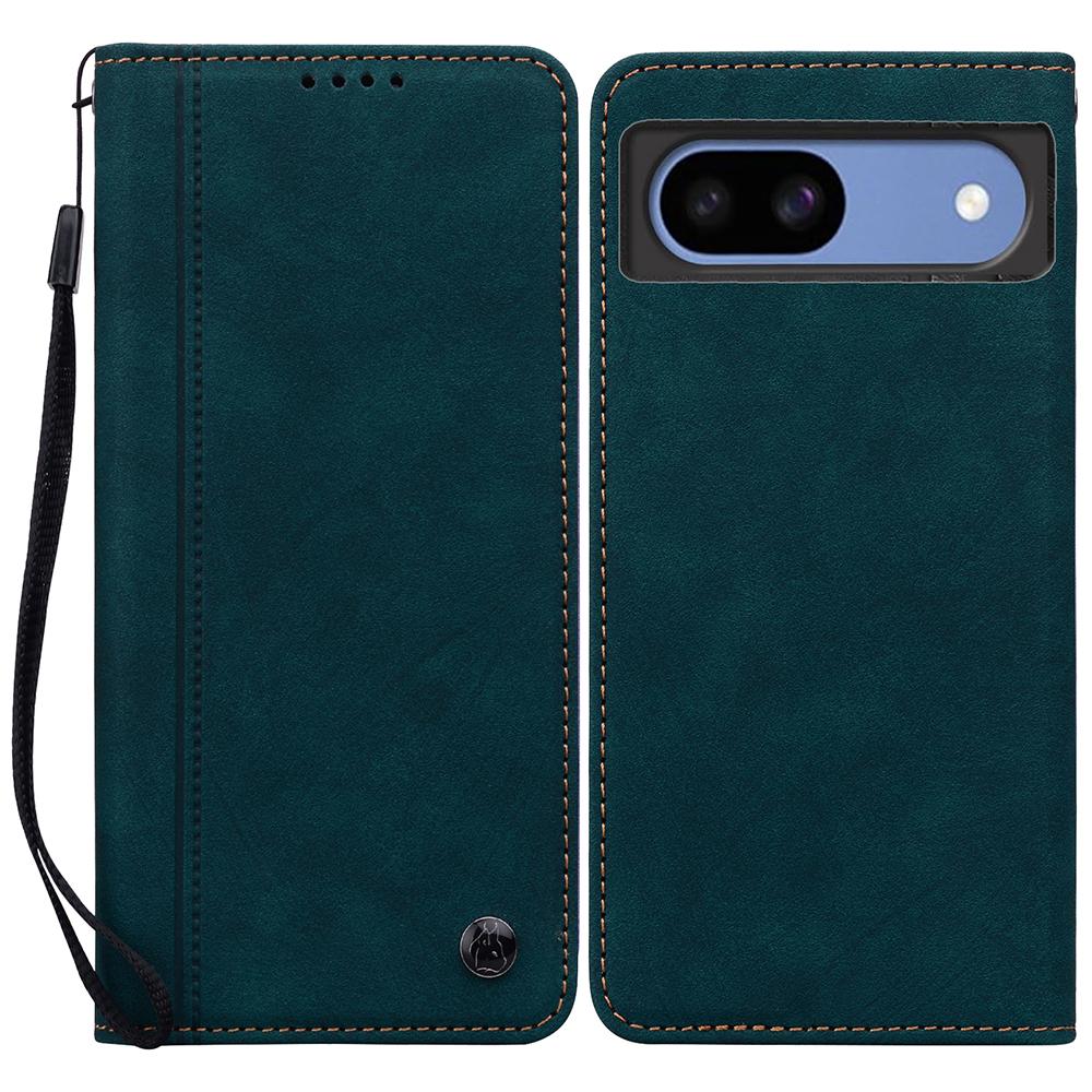 For Google Pixel 8a Case Lines Pattern Wallet Leather Phone Cover with Strap