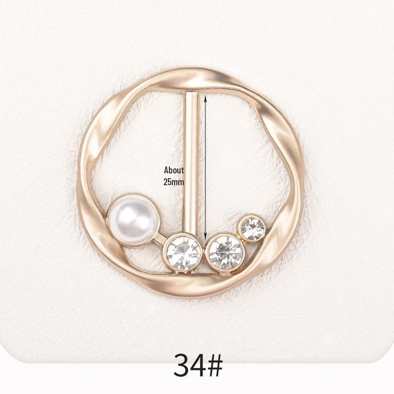 Premium Metal Buckle Summer Korean T-Shirt with Pearl Round Top Knot