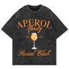 Cotton Vintage Washed Aperol Spritz Club Tshirt New Fashion Men Casual Retro Lemon Cool Oversize Loose Acid Wash Tee Shirt