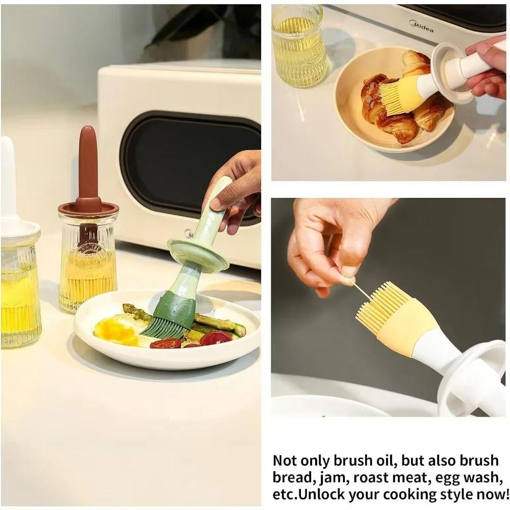 Silikonowy Pędzel do Oleju BBQ 3 w 1 Butelka z Dozownikiem Oleju z Pędzlem Pędzel do Nakładania Sosu Barbecue