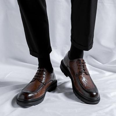 Spring And Autumn Casual Leather Shoes Men'S Premium Business Dress British Style Black Round Head Wedding Groom Shoes 99293-R