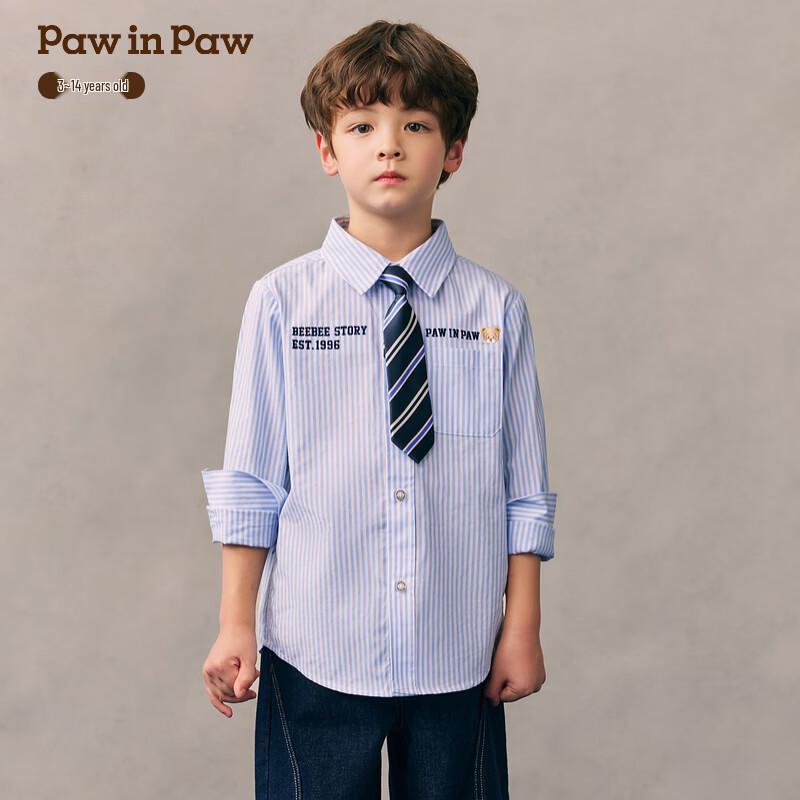 PawinPaw 2026 Spring/Summer Boy s Striped Casual Shirt 110