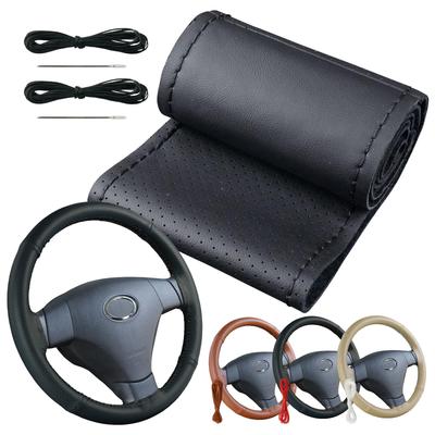 WeBirth Steering Wheel Cover, Braided Genuine Leather, [Choose the Right Size To Match Your