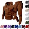 Men's Casual Color Letter,printed Sweatshirt Set, Men's Fleece Hooded Drawstring Sweatshirt And Sweatpants Two,piece Set