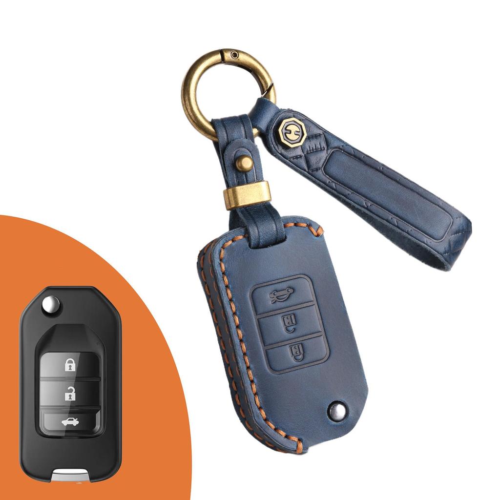 Honda Folding Key Protective Leather Cover - Handcrafted