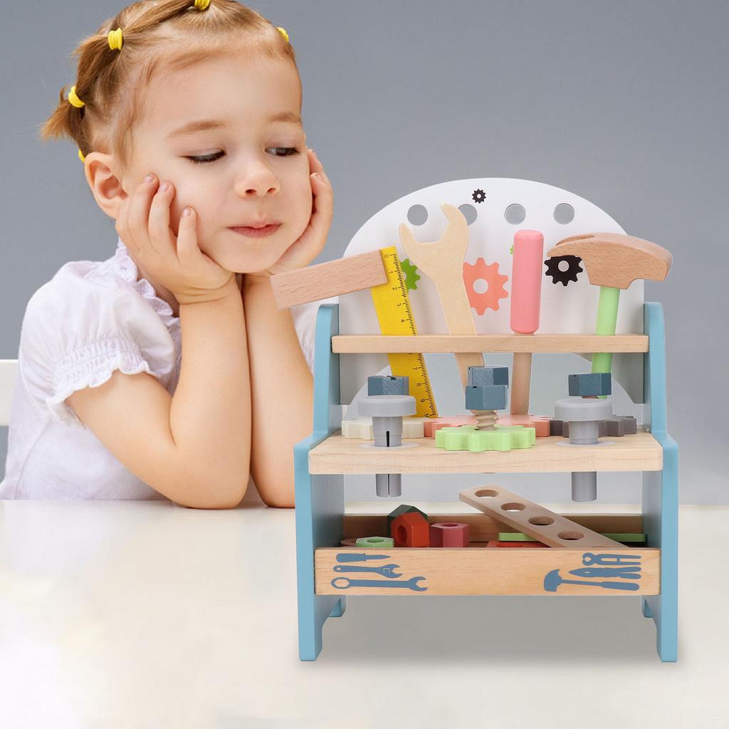 Wooden Tool Bench Kids Simulation Repair Tool Bench Early Education Disassembly Repair Tool Table Fo