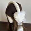 Bowknot Plush Ear Muffs for Cold Weather Fashion Ear Protective Ear Warmers Thick Furry Ear Muff for Women Skiing Hiking