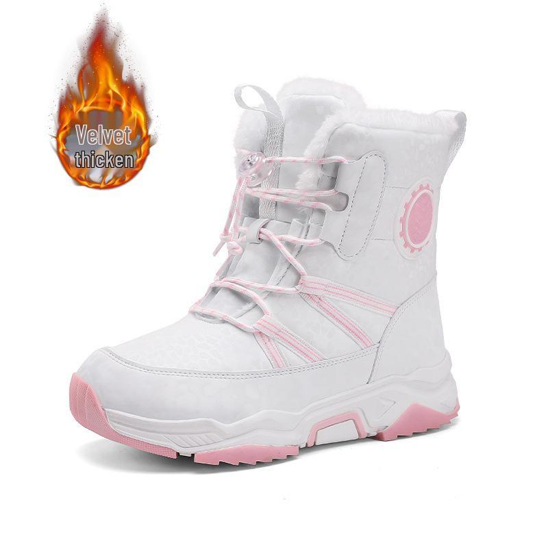 Girls' Pink Winter Snow Boots: Non-Slip, Warm, Fashionable, Perfect for Older Kids
