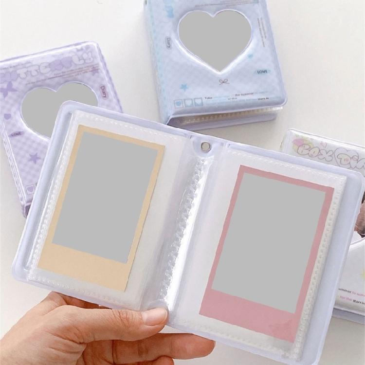 3Inch Mini Photo Card Album Heart Hollowed Styles Cover with 40 Pocket Card Binder Book for Capturing Daily Moment