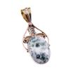 Natural Green Dendrite Opal Gemstone 925 Solid Silver TwoTone Pendant 1.75" D4q17