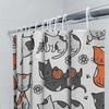 Creative Cat Shower Curtain Set Bathroom Decor With Cartoon Design For Kids Room Or Pet Lovers Gift Decoration Ideas (White)