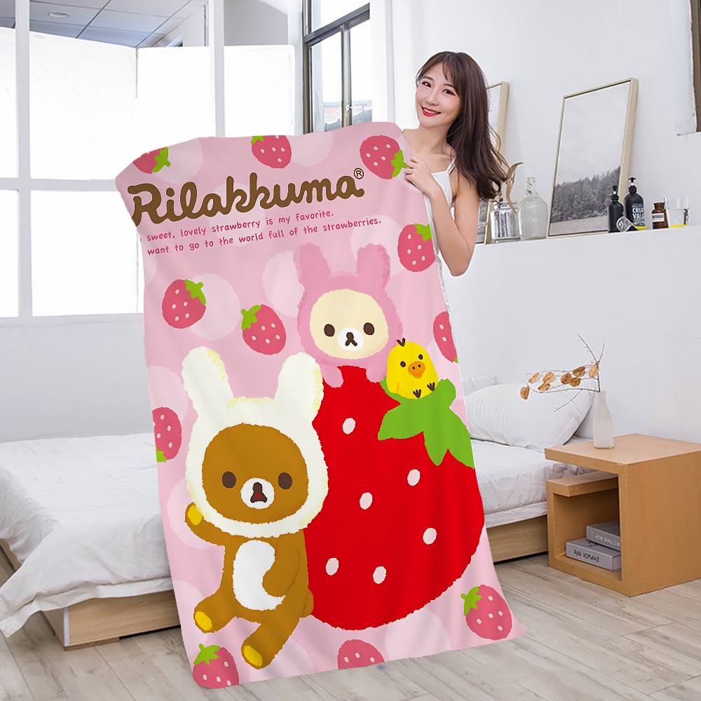 Cute Rilakkuma Bear Microfiber Printed Beach Towel Mountain Climbing Yoga Beach Swimming Running Absorbent Soft Towel